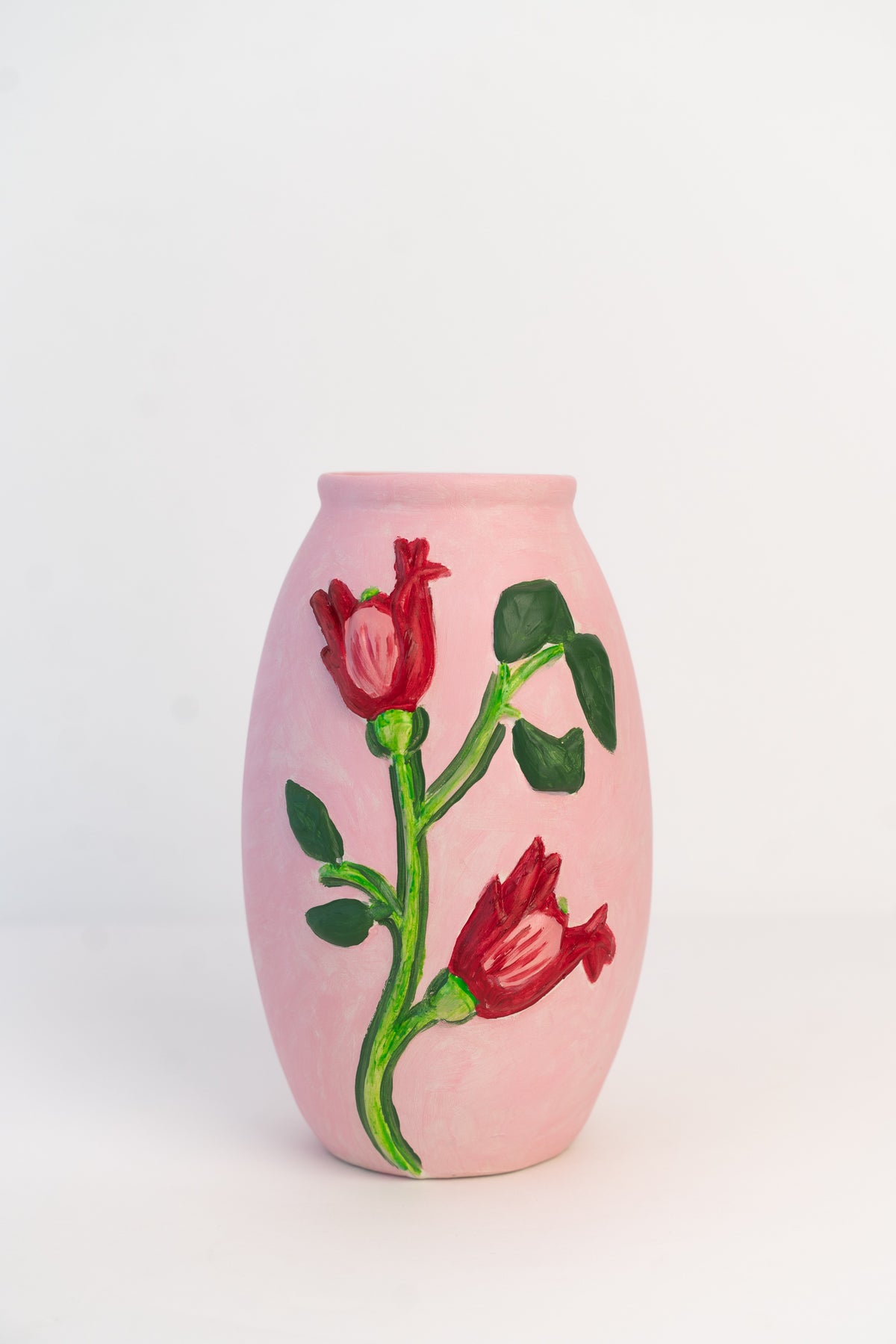 Jarra Flores Relevo Rosa